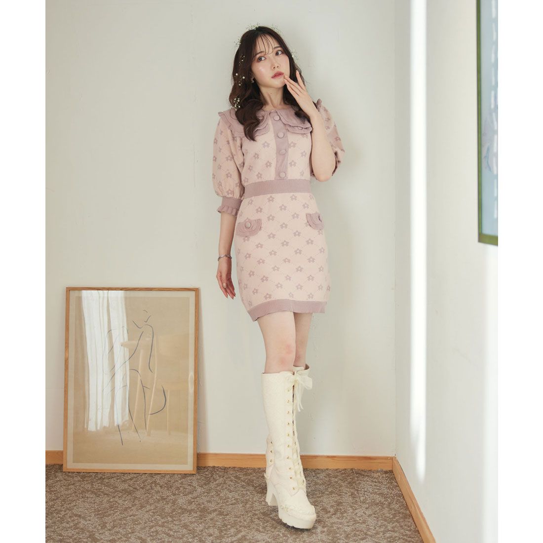 FASBEE｜スワンキス Swankiss JF fleur knit ワンピース （ピンク）｜Swankiss -  日本ファッションの海外通販サイト｜セール開催中！