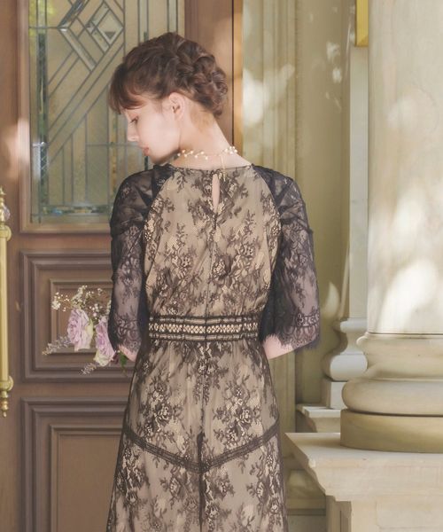 FASBEE｜ガール GIRL ステッチ加工フラワー総レースフレアロング丈結婚 ...