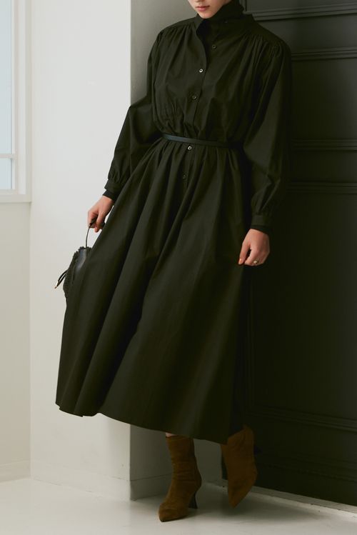 FASBEE｜ミレム mirem Puff sleeve gather one piece （SUMI BLACK