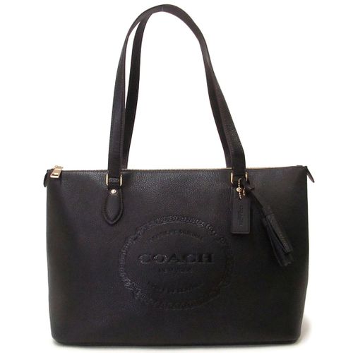 Coach black shop grained tote bag