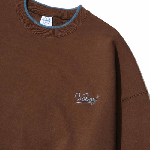 FASBEE｜ケボズ KEBOZ CORDUROY BB LOGO SWEAT CREWNECK （ブラウン